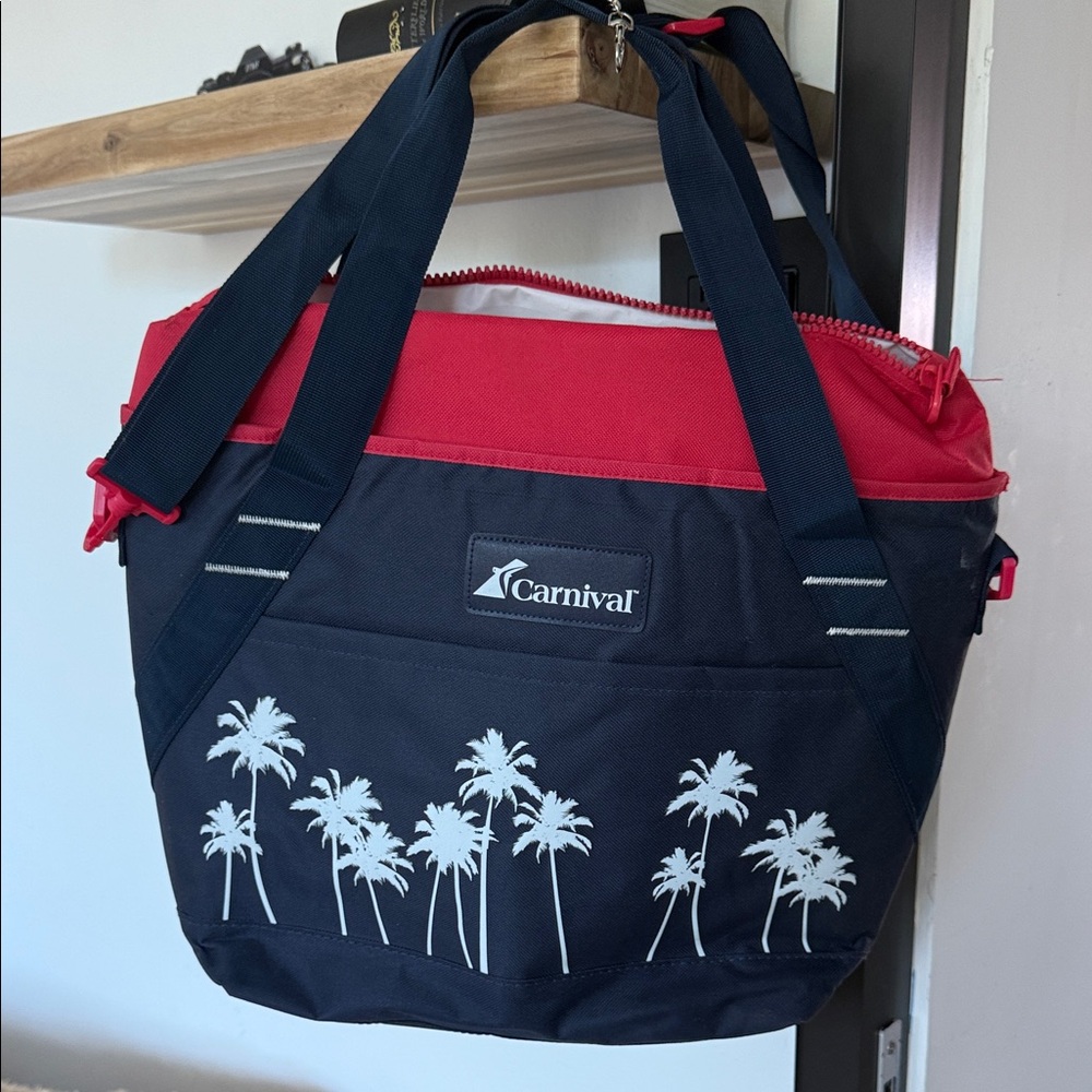 Carnival Red and Black Cooler Bag with Palm Tree Design